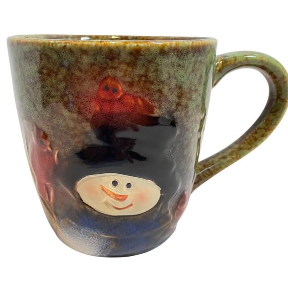 Burton and Burton Ceramic Mug with Snowman & Cardinals Design 12 Oz Green & Mult - Picture 1 of 9